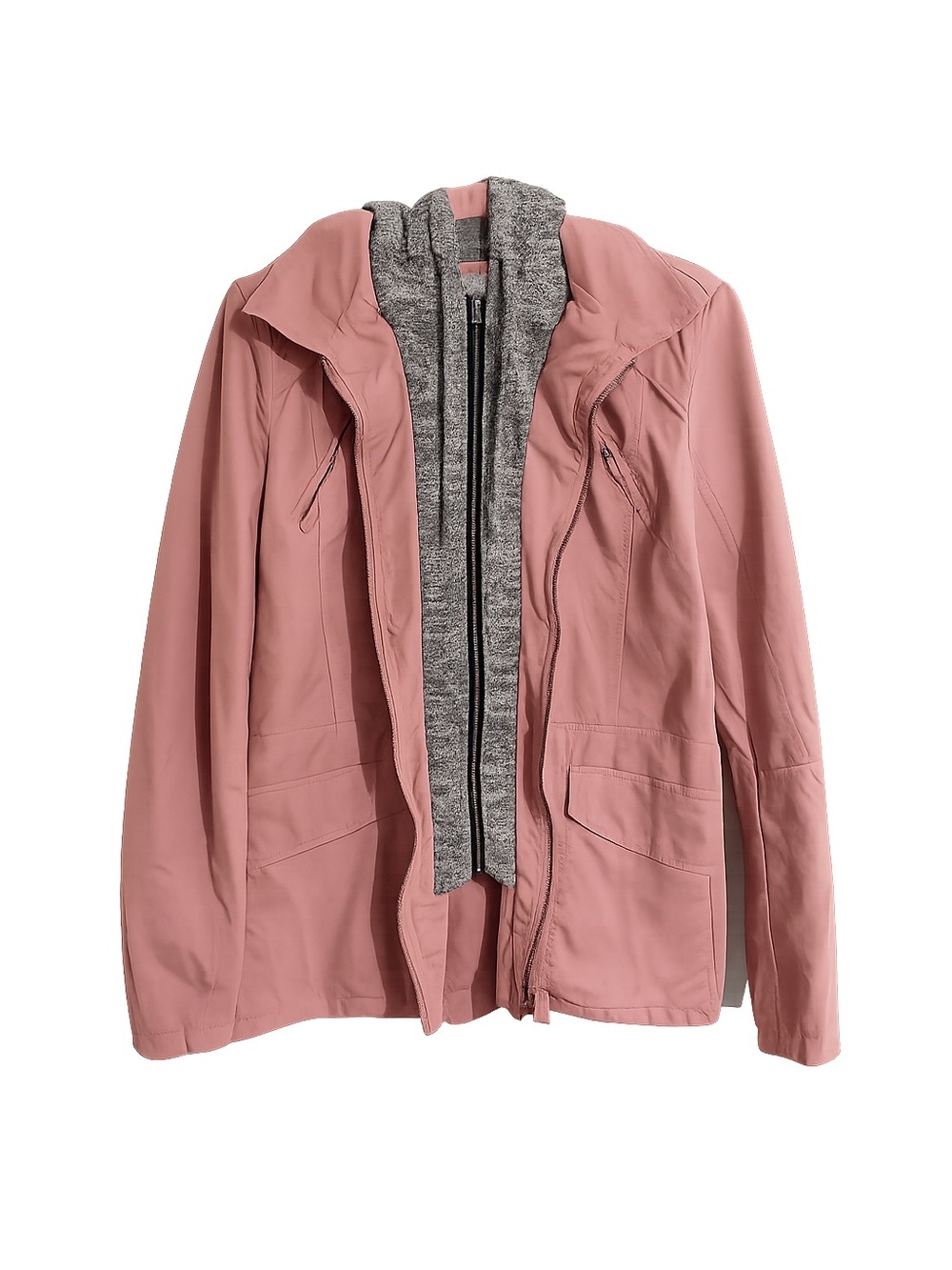 LE3NO Dusty Mauve Hooded Utility Jacket